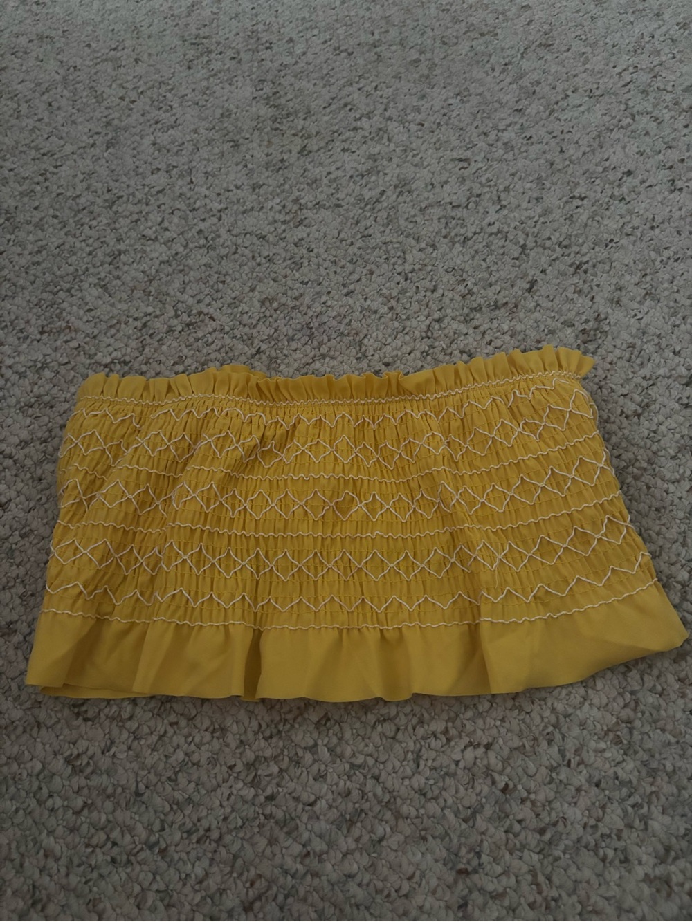 Yellow Smocked Ruffle Tube Top